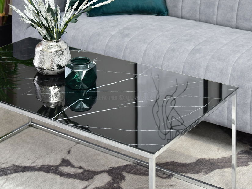 Konferenčný stolík Bella Xl (čierny mramor + chrómová)