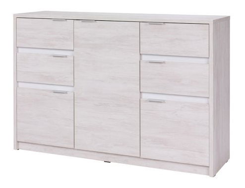 Komoda Desayuno K3D4SZ (hrast bijeli + bijeli sjaj)