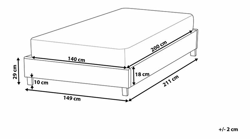 Manželská posteľ 140 cm ROXENNE (s roštom) (sivá)
