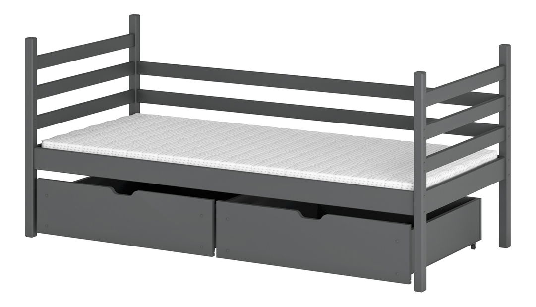 Detská posteľ 80 x 180 cm Marisa (s roštom a úl. priestorom) (grafit)