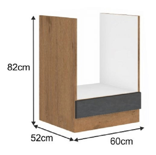 Dulap inferior de bucătărie sub cuptor 60 D GAZ BB Velaga (Gri mat + Stejar lancelot)