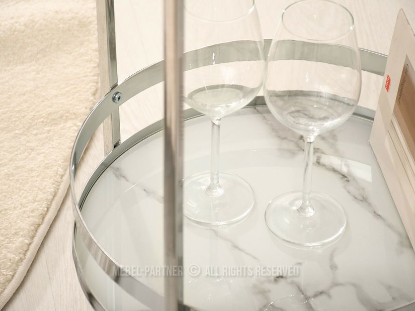 Dohányzóasztal Alfonzo (fehér márvány + króm)