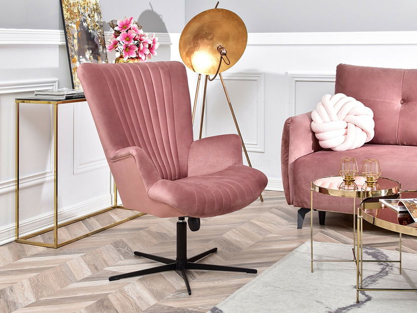 Fotelja za opuštanje Elesenta (ružičasta + crna)