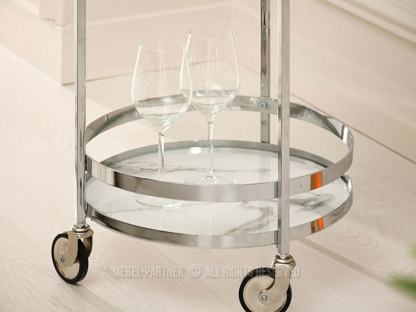 Măsuță de cafea Alfonzo (marmură albă + crom)