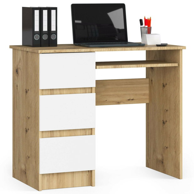 Masă PC Benicio (Stejar artisan + Alb) (S)