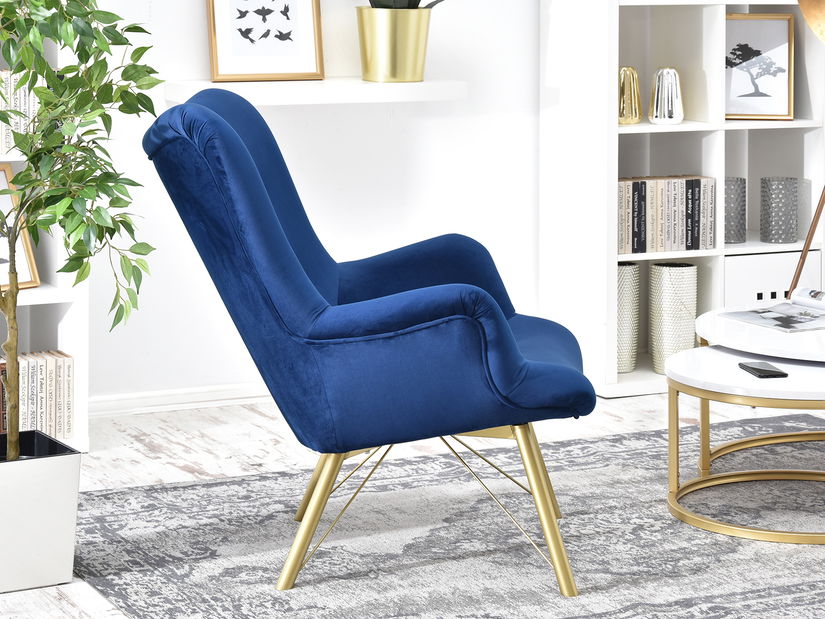 Relaxačné kreslo Dawntawn (tmavomodrá + zlatá)