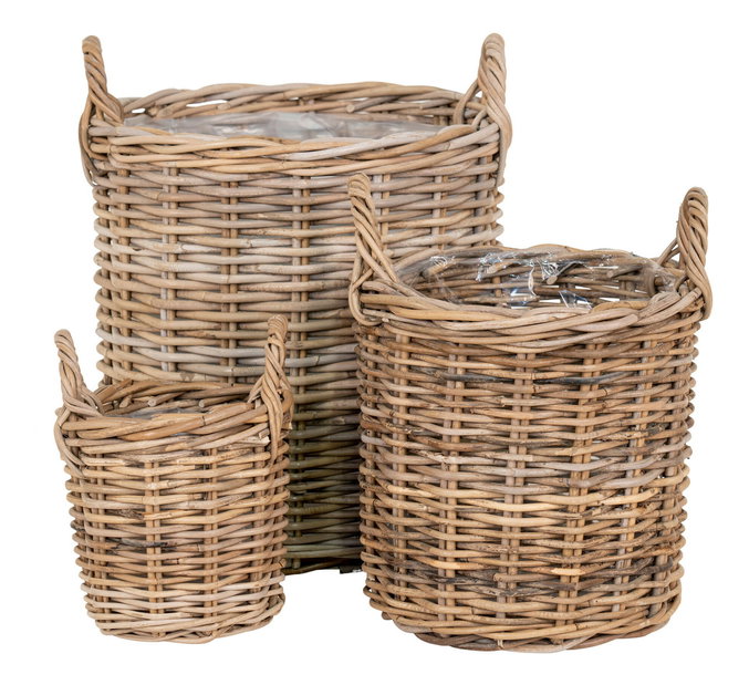 Set de 3 ghivece de flori din răchită Seamiraora (natural)