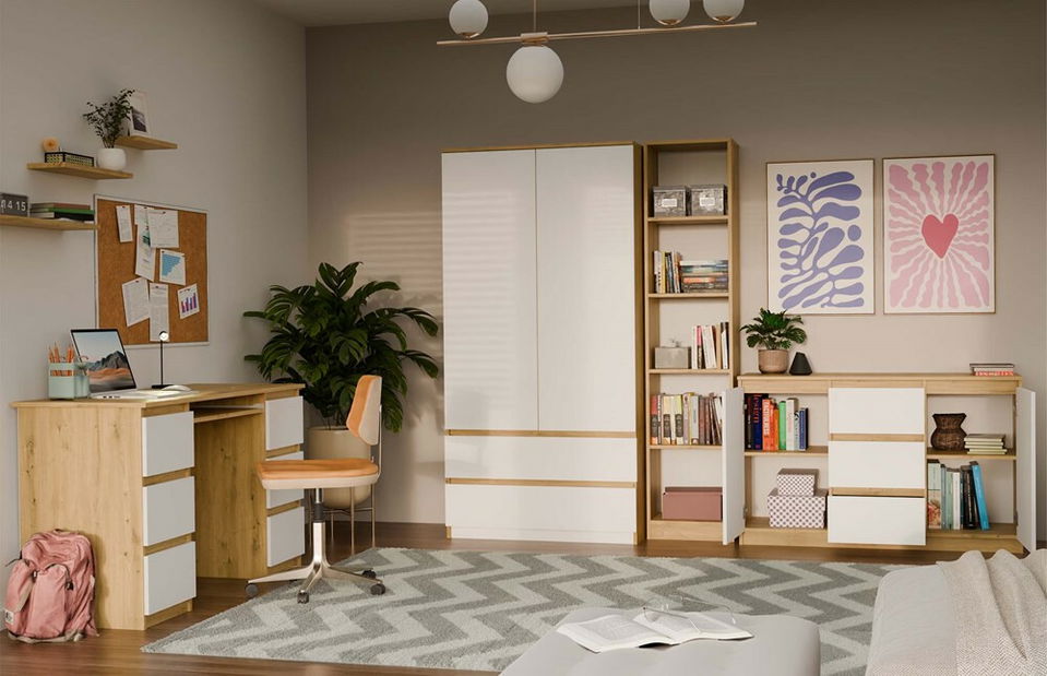 Komoda Musecalo 11 (dub artisan + biela)