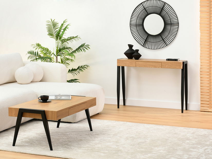 Konzolový stolík Mukusiz (dub + čierna)