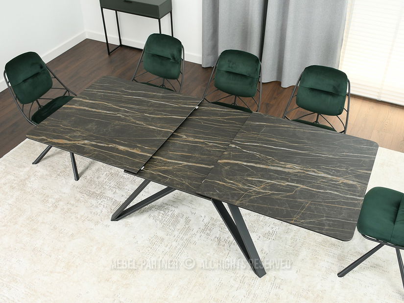 Blagovaonski stol Venda (crni mramor + crna)