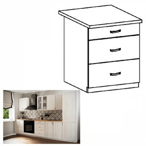 Donji kuhinjski ormarić D60S3 Sillina (bor andersen)