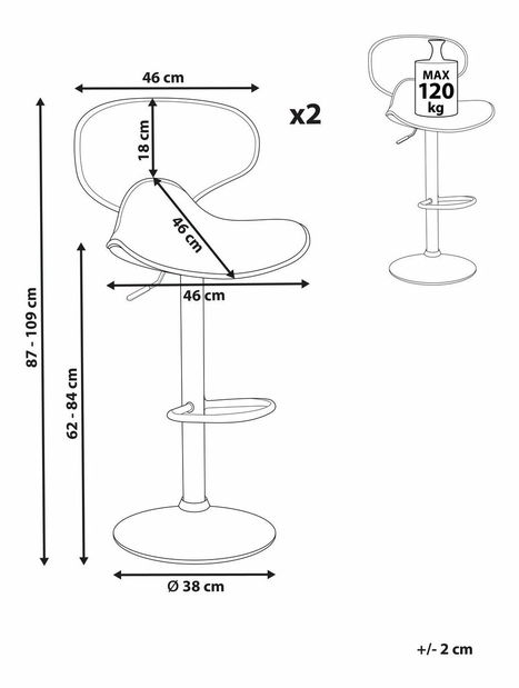 Set 2ks. barových stoličiek Conay (sivá)