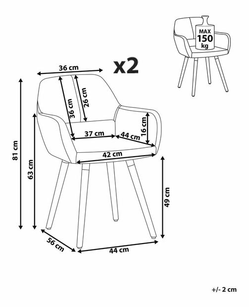 Set 2ks. jedálenských stoličiek Chico (mätová)