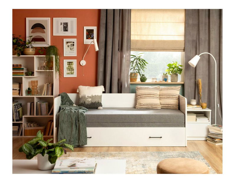 Jednolôžková rozkladacia posteľ 80 cm BRW Tetrix 13 (lesk biely) (s úl. priestorom)