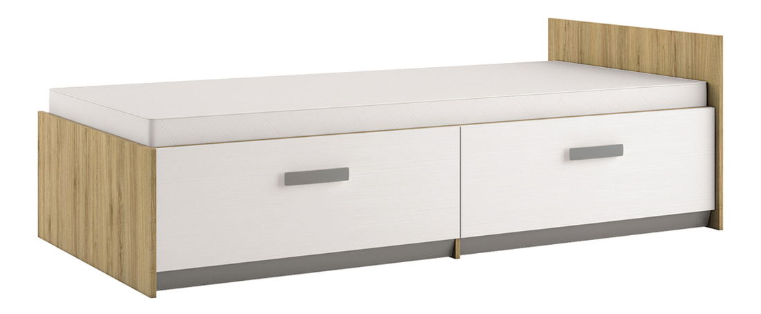 Pat de o persoană 90 cm Best 17 Mesteacăn (cu somieră și spațiu depozitare)