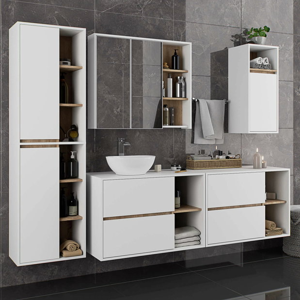 Kupaonski ormarić Vambos W50 2D 6P (bijela + hrast sonoma)