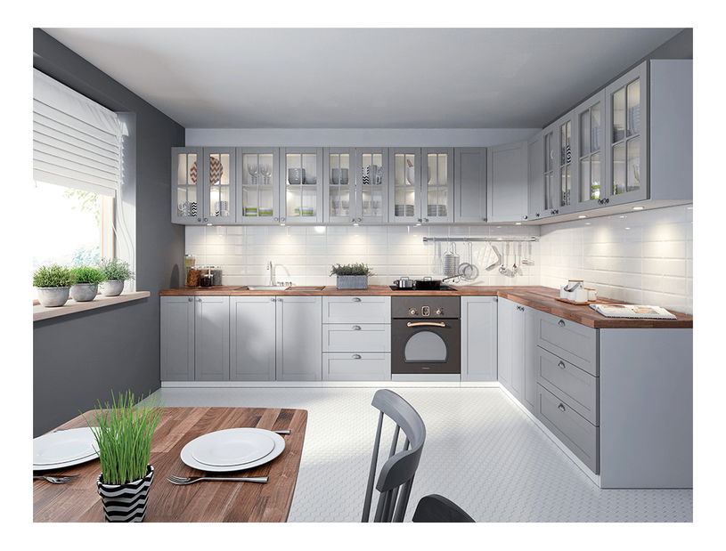 Gornji kuhinjski ormarić G601F Lanaya (bijela + siva mat) (P)