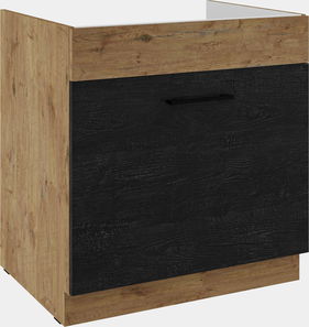 Dolná kuchynská skrinka pod drez Virion 80 ZL 1S BB (korpus: dub lancelot + front: tmavé drevo + dub lancelot)