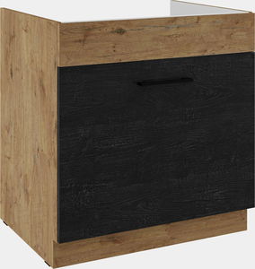 Dolná kuchynská skrinka pod drez Virion 80 ZL 1S BB (korpus: dub lancelot + front: tmavé drevo + dub lancelot)