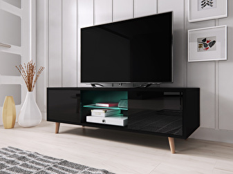 TV stolík/skrinka Santos 1 (čierny lesk + čierna matná) *výpredaj