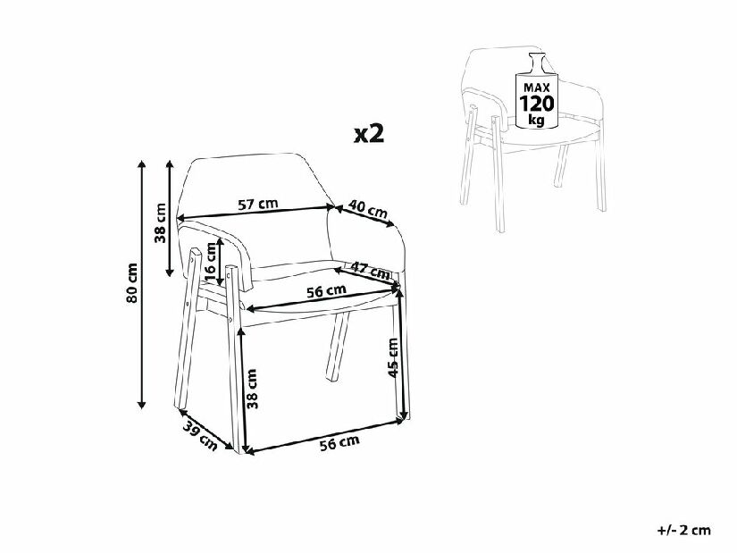 Set 2 buc scaun tip bar Alfy (gri)