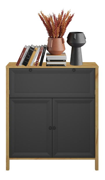 Comodă Bruselas 1 (stejar craft auriu + negru) 