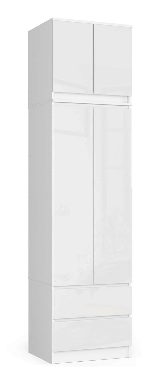 Ormar za garderobu Slots (bijela + bijeli sjaj) (sa nadogradnjom)