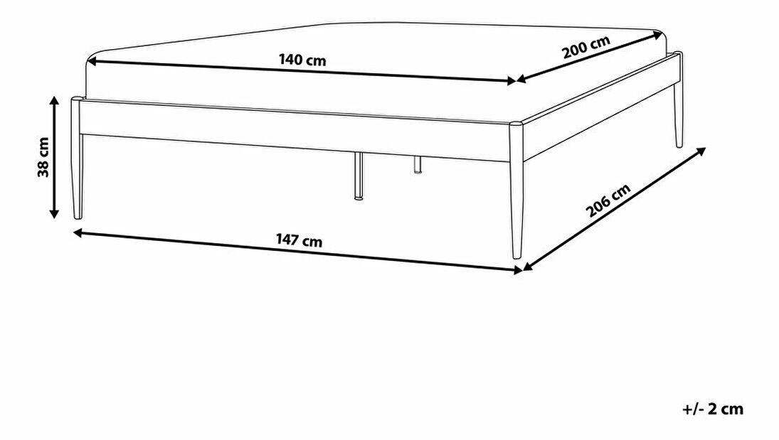 Pat matrimonial 140 cm Victoire (negru) (cu somieră)