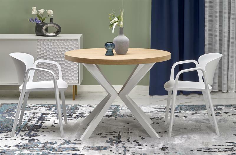 Széthúzható étkezőasztal 100-250 cm Pepeera (fehér márvány + fekete) (6 8 fő részére)