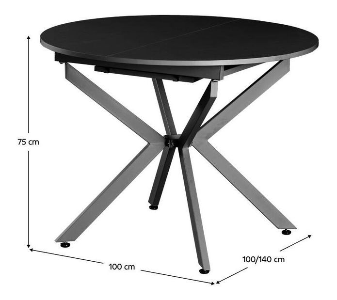 Masă de sufragerie extensibilă Amero (negru) (pentru 4-6 persoane)