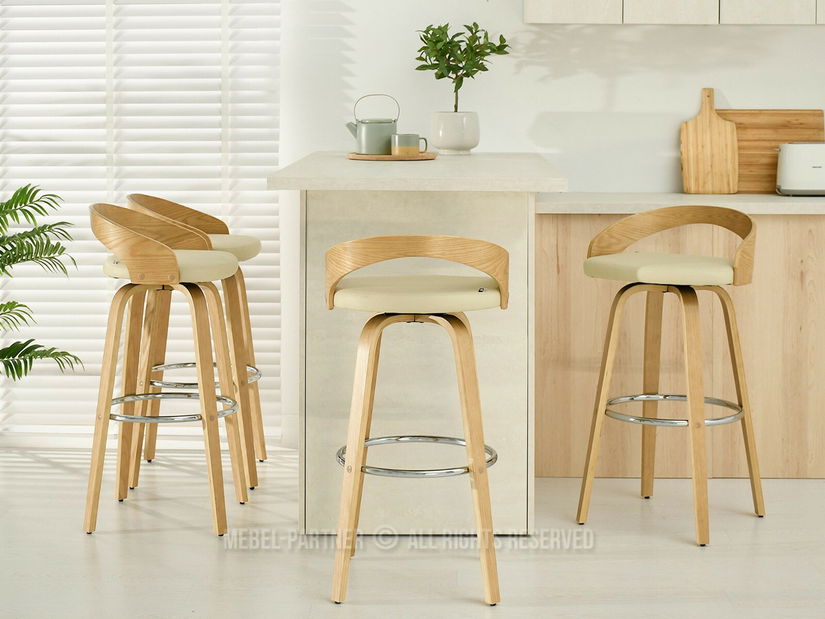 Barová stolička CH38 (krémová + dub)