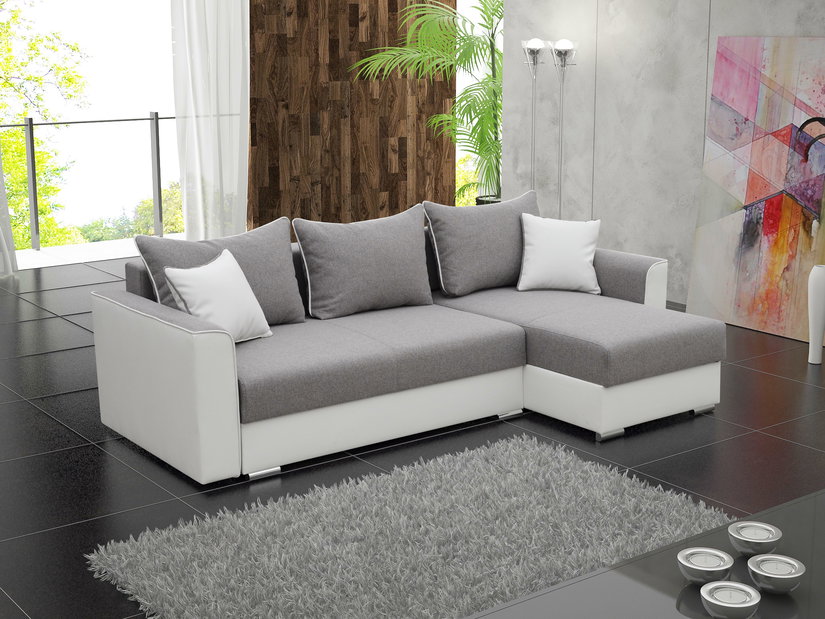 Rohová sedačka Sindar (biela + sivá) (P)