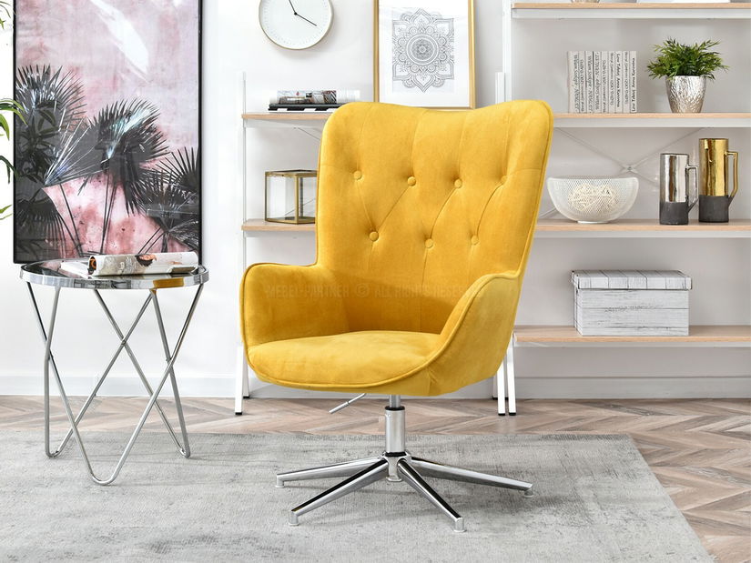 Kreslo Truni (žltá + chrómová)