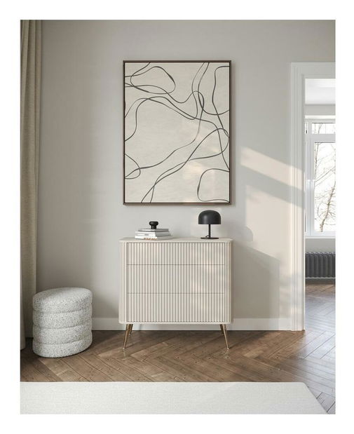 Comodă Oglio O3 (gri bej + auriu)