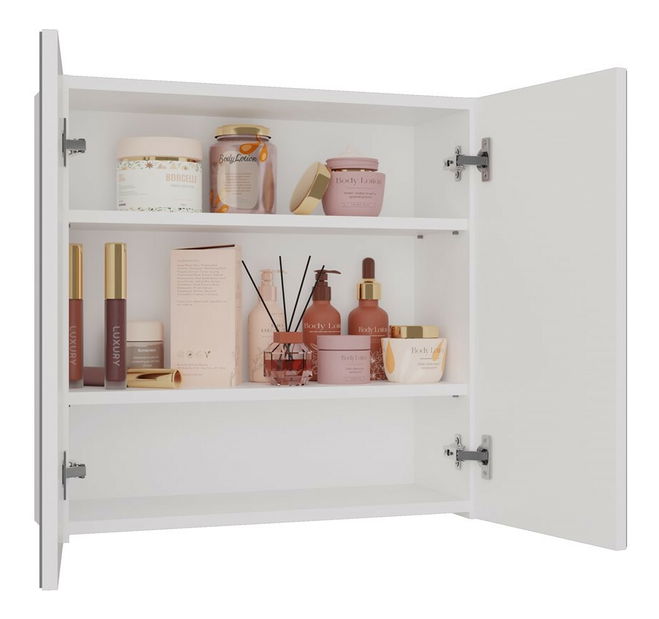 Závesná kúpelňová skrinka Perdieron 4 (biela) (so zrkadlom)