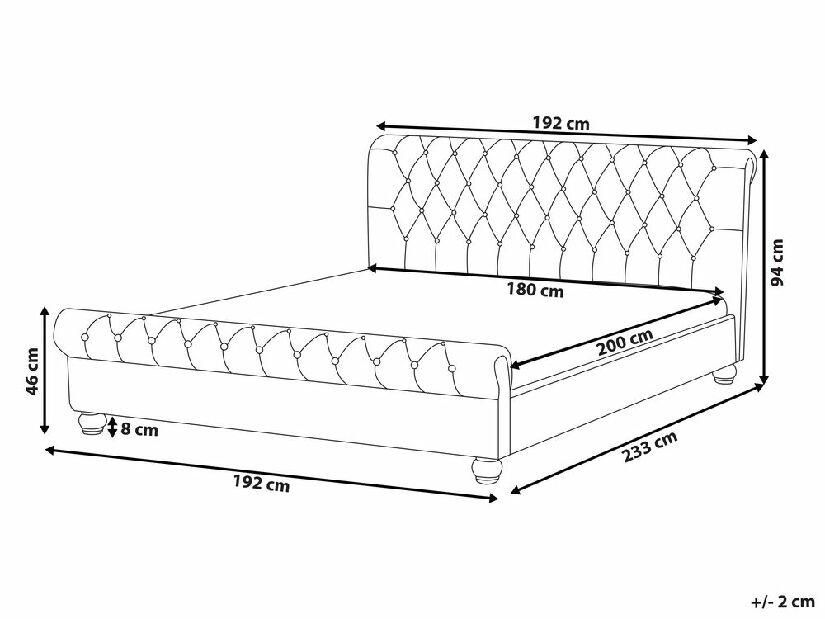 Pat cu saltea cu apă 180 cm Alexandrine (albastru) (cu somieră și saltea)