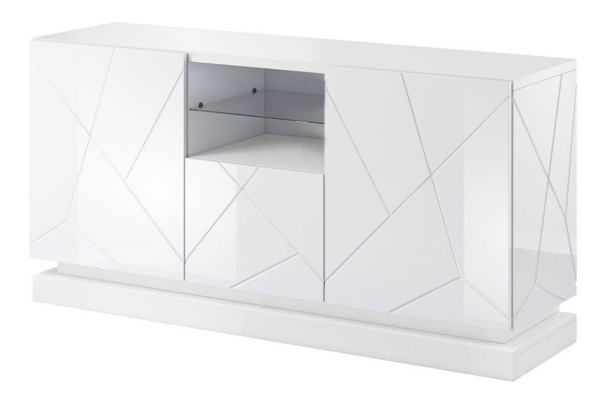 Comodă Aura 2D1K (alb + alb lucios)