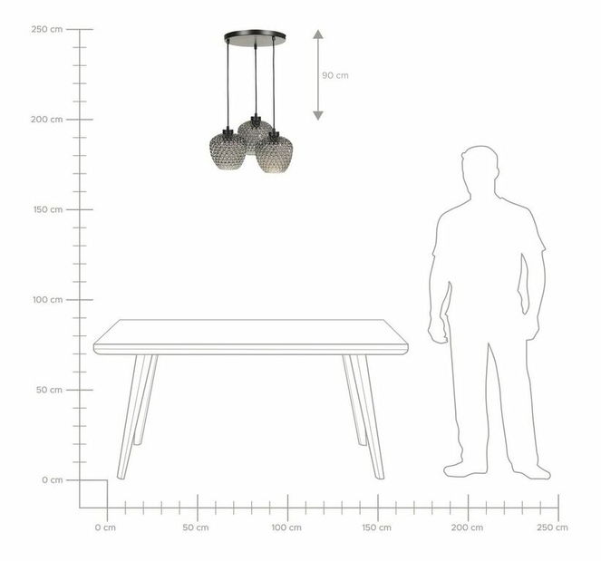Závesné svietidlo Suha (sivá + dymové sklo) 