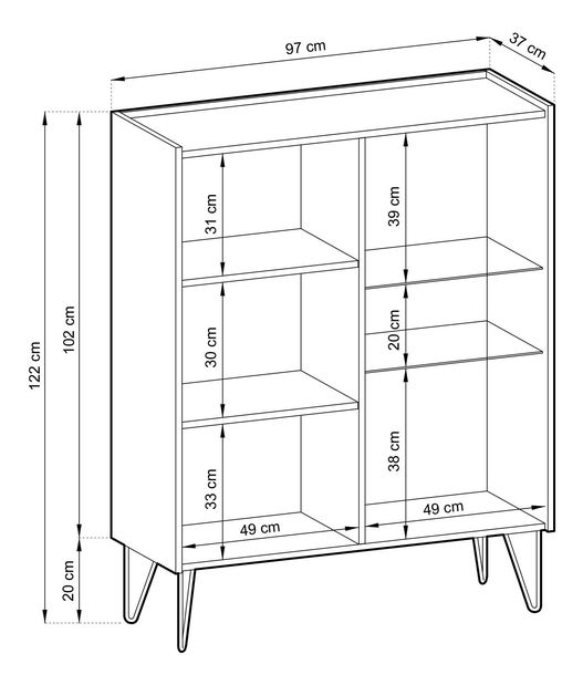 Vitrína Harvest WT97 (grafit čierny + mramor black royal + zlatá)