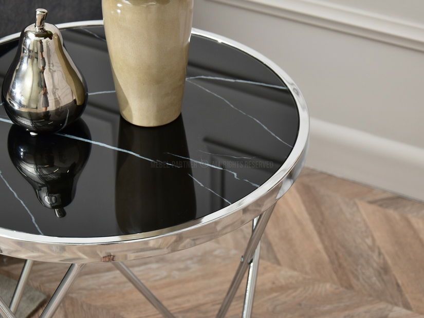 Măsuță de cafea Armin S (marmură neagră + crom)