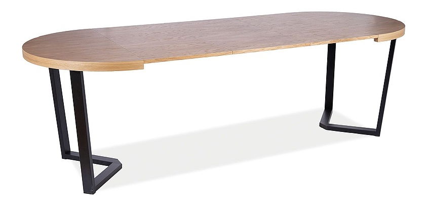 Rozkladací jedálenský stôl 100-250 cm Perly (dub + čierna) (pre 4 až 8 osôb)
