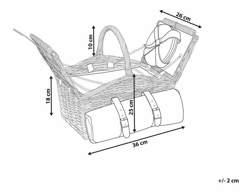 Piknik kosár Estella (természetes + szürke)