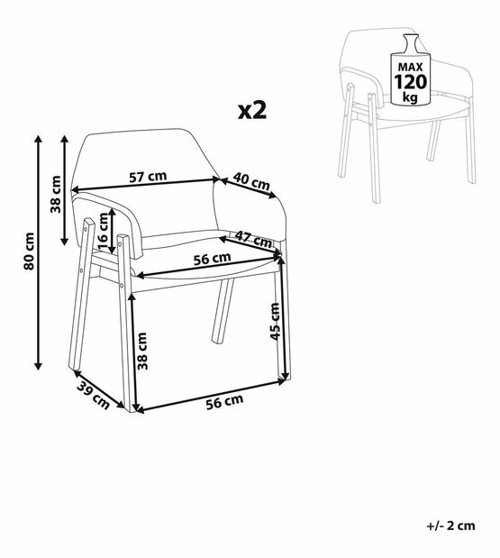 Set 2 ks jedálenských stoličiek Alfy (sivá)
