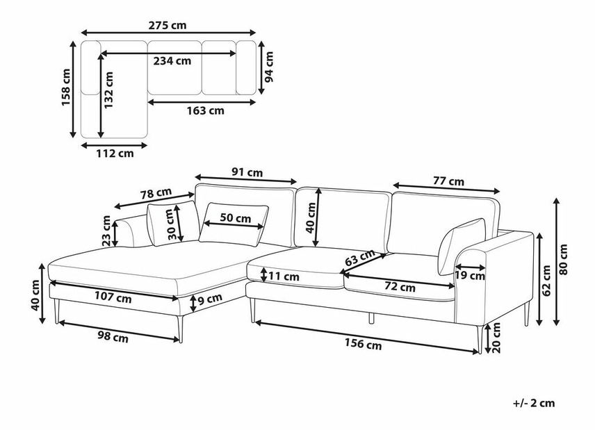 Sarokkanapé Fraser (krém) (J)
