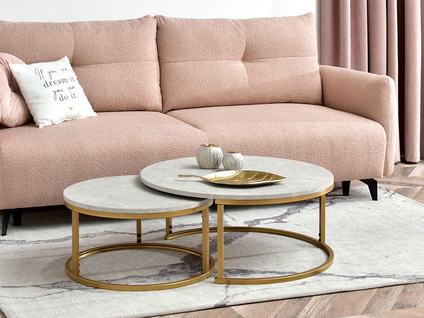 Stolić za kavu Kolja Zest Xl (sivi mramor + zlatna)