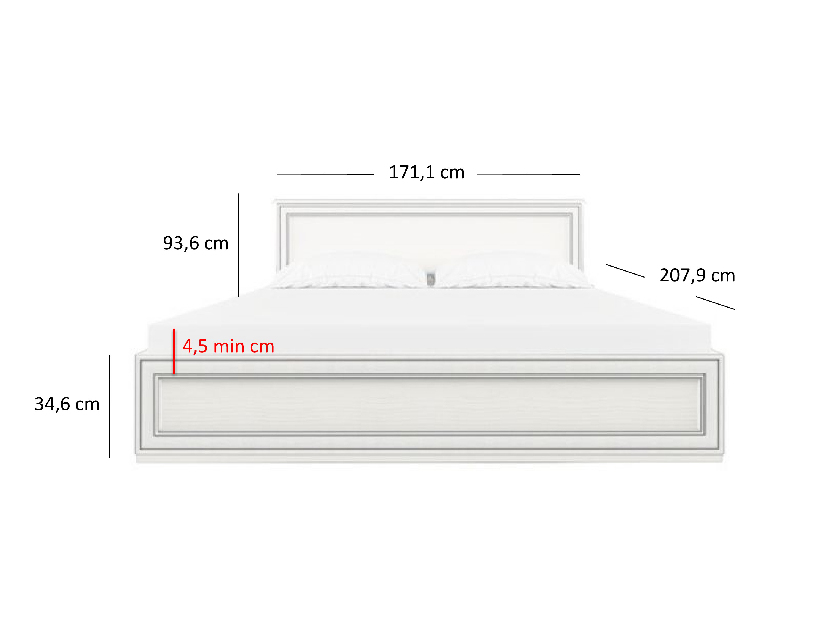 Franciaágy 160 cm Terina (woodline krém) (ágyráccsal)