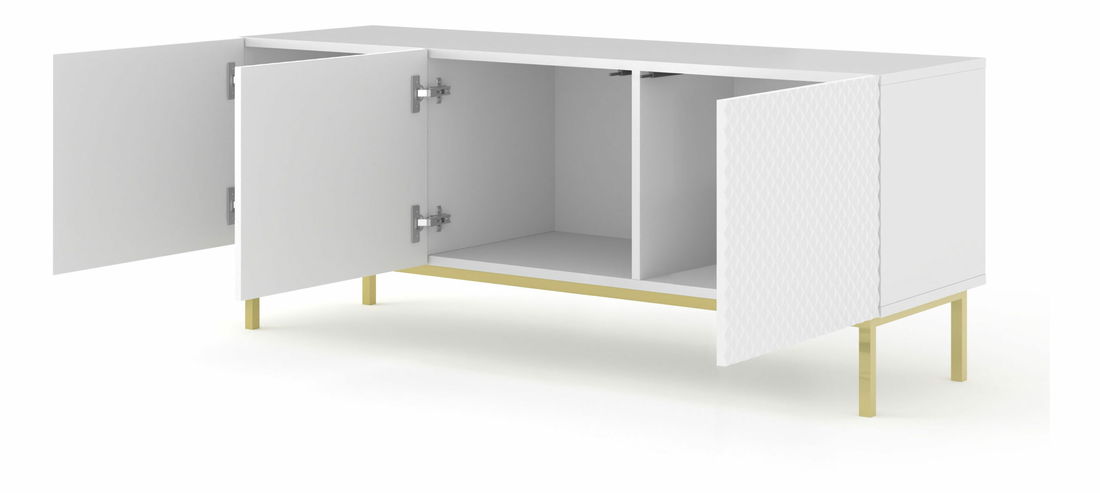 TV stolić/ormarić C 3D 150 Rowanna (bijela sjajna + zlatna)