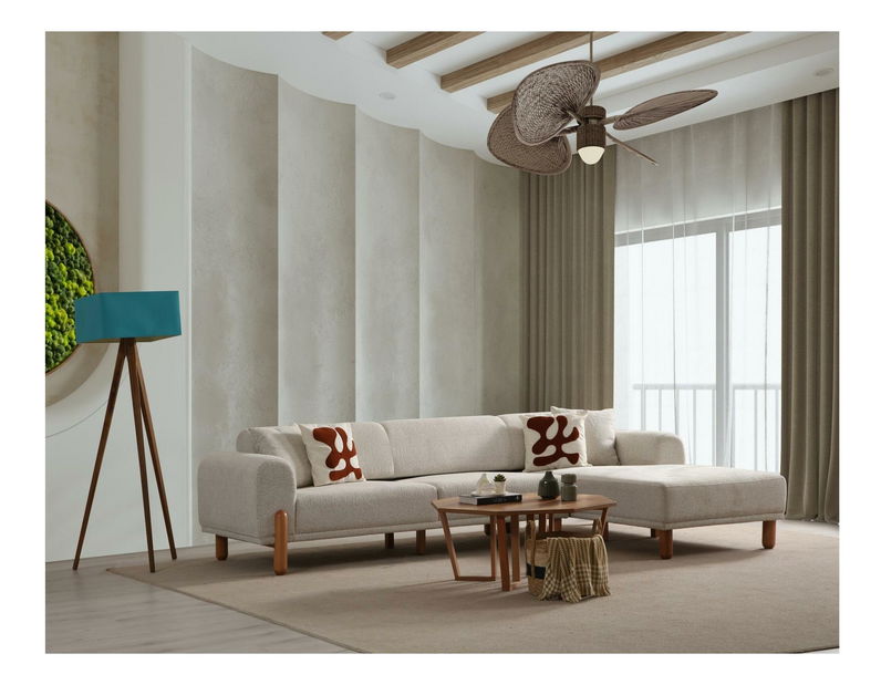 Kutna garnitura Lykeno (D) (krem + orah)