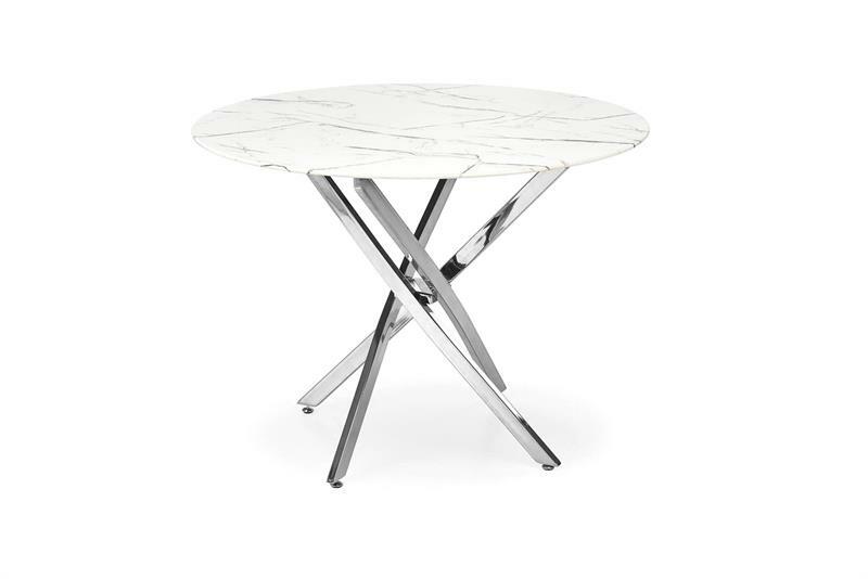 Masă de sufragerie Raunds 3 (alb + argintiu) (pentru 4 persoane)