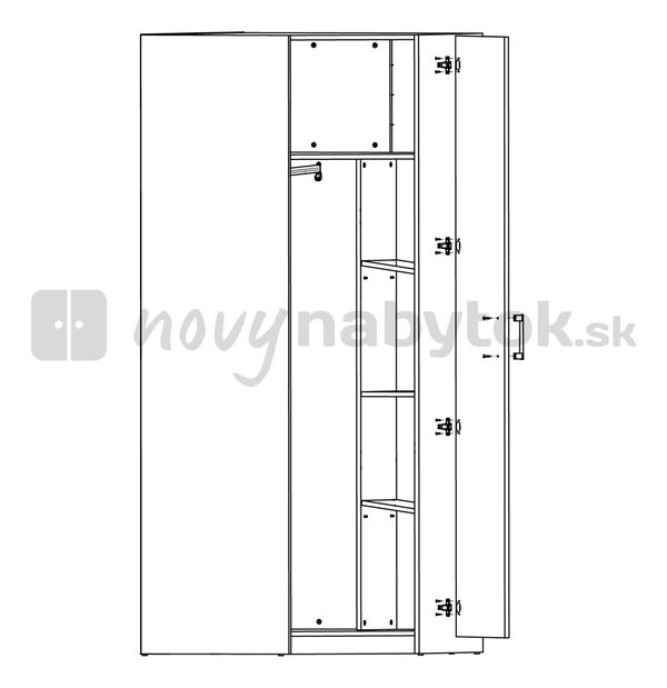 Rohová šatníková skriňa BRW Synthia SZFN